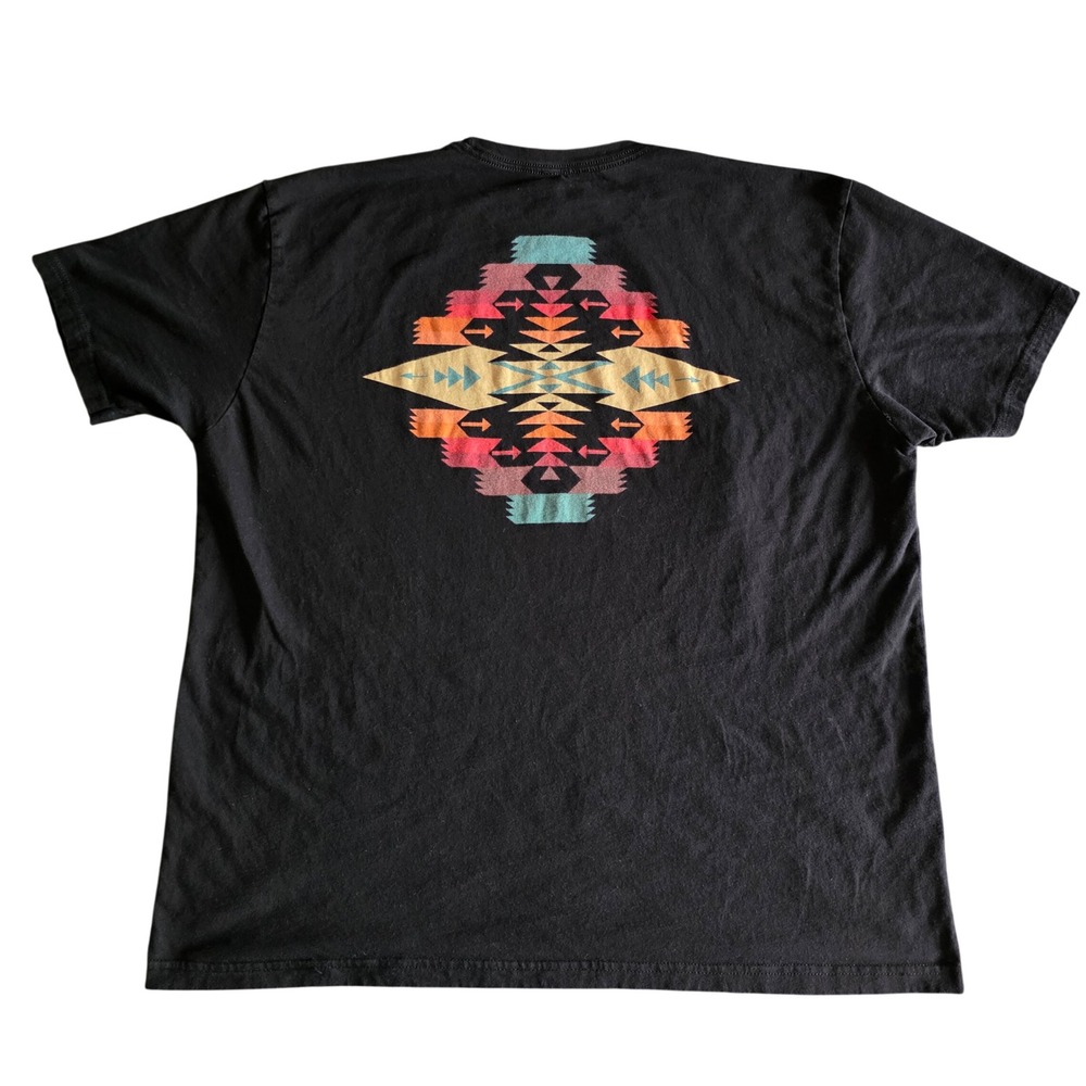 Pendleton Mens XXL Black Cotton Graphic T-Shirt Southwestern Back Print Logo